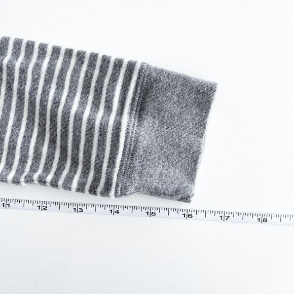 Lauren Ralph Lauren Women's Sweater Striped Faux Suede Elbow Patch Gray White Sm - Picture 5 of 8